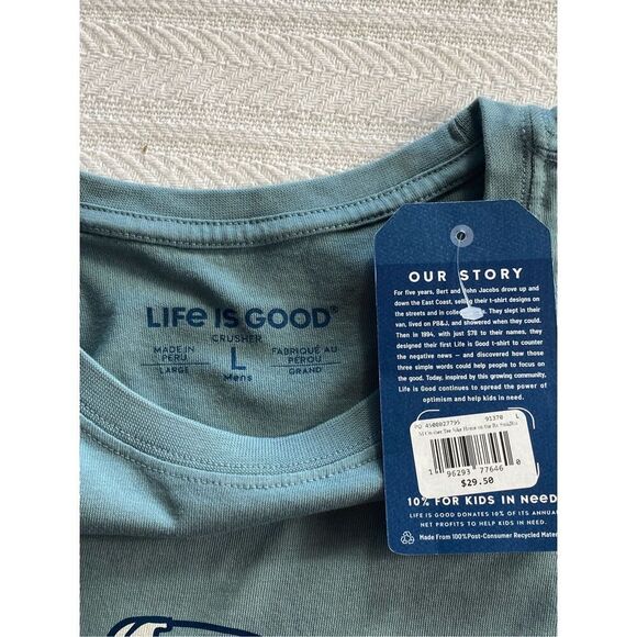 LIFE IS GOOD MEN’S LARGE “HOME ON THE RANGE” Print Logo Solid T-Shirt - Picture 5 of 8